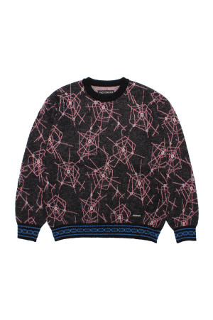 MOHAIR JACQUARD CREW NECK SWEATER ( TYPE-2 ) / BLACK-ORANGE (26FW-WMK-KN18)