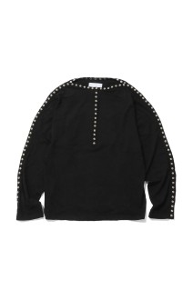 PEARL BUTTON TEE - BLACK (26330906)