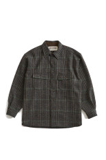 BRITISH WOOL CHECKED SHIRT JACKET - 48 BROWN (26AMSBL09)