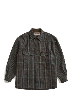 BRITISH WOOL CHECKED SHIRT JACKET - 48 BROWN (26AMSBL09)