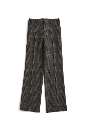 BRITISH WOOL CHECKED TROUSERS - 48 BROWN (26AMSPA03)