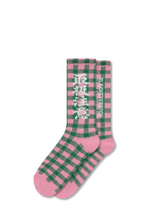 CHECKED HWC SOCKS - PINK/GREEN (BEPFW26AC38)