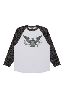 CONDOR RAGLAN L/S TEE - WHITE/LEOPARD (BEPFW26LT05)