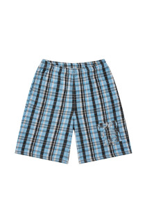 BIG B CHECKED BAGGY SWEAT SHORTS - BLUE (BEPFW26PA01)