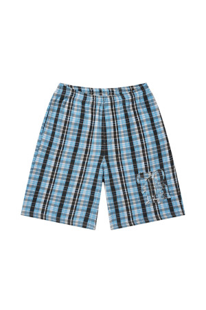 BIG B CHECKED BAGGY SWEAT SHORTS - BLUE (BEPFW26PA01)
