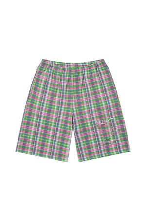 BIG B CHECKED BAGGY SWEAT SHORTS - PINK (BEPFW26PA01)