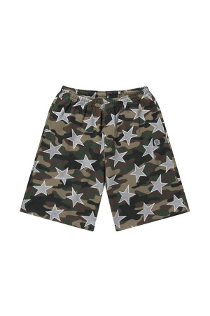 SMALL OG STARS BAGGY SWEAT SHORTS / WOODLAND CAMO (BEPFW26PA06)