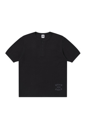 OE COLLEGE HENLEY TEE / BLACK (BEPFW26TE06)