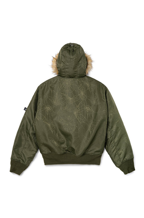 Hooded Jacquard Bomber Jacket - Olive | セレクトショップ