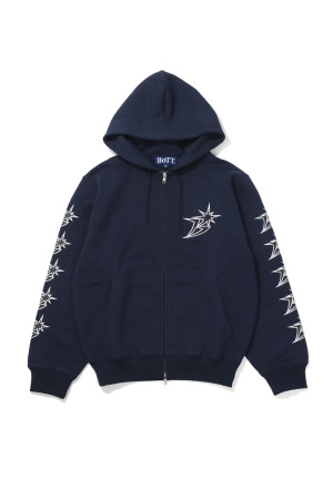B Logo Zip Hoodie - Navy