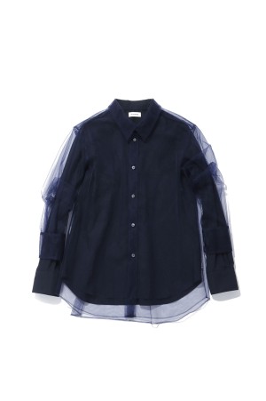 Long Sleeve Tulle Shirt - Navy (CB-26260)
