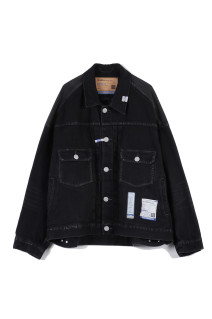 【in・stru(men-tal).】HARD WASHED SELVAGE DENIM JACKET - BLACK (I17BL021)