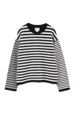 Horizontal Multi-Stripe Boucl_ Knit - BLACK (G17PO081)