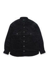 ROLL UP ORGANIC CORDUROY SHIRT (14WALE) / BLACK (BFA-P-016-4306)