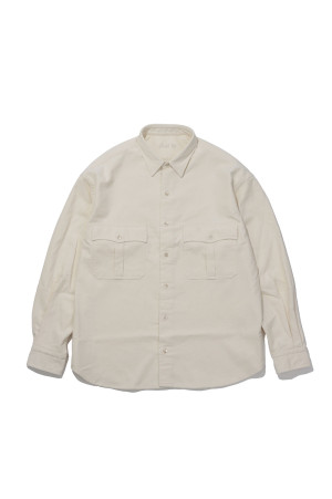 ROLL UP ORGANIC CORDUROY SHIRT (14WALE) / WHITE (BFA-P-016-4306)