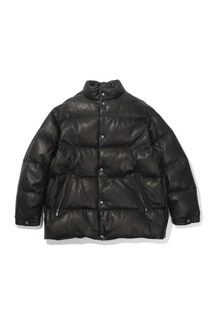 LEATHER DOWN JACKET W / LOVE & PEACE SILVER (ENTREFINO / BLACK (BFA-P-017-3592)