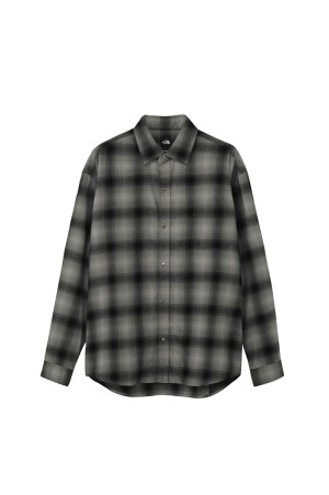 L/S Flannel Ombre Check Shirt - Black Check (NR62630)