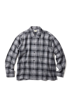 Super 120' WOOL CHECK OPENESHIRT - BLACK (GL29753)