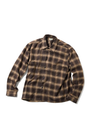 COTTON/SILK NEP CHECK OPEN SHIRT - BLACK (GL29754)