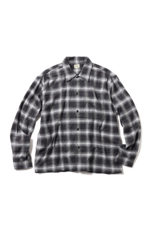 COTTON/SILK NEP CHECK OPEN SHIRT - BLACK (GL29754)