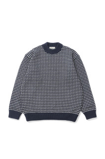 Wayne Sweater Bird's-Eye - NAVYxNATURAL (6575-6030)