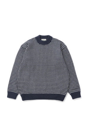 Wayne Sweater Bird's-Eye - NAVYxNATURAL (6575-6030)