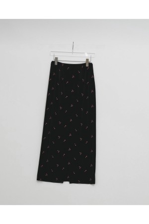 Petit Flower Velour Skirt - BLACK (12620807)