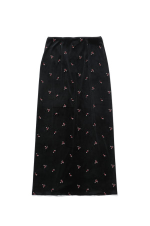 Petit Flower Velour Skirt - BLACK (12620807)