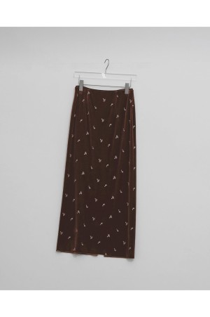 Petit Flower Velour Skirt - CHOCOLATE (12620807)