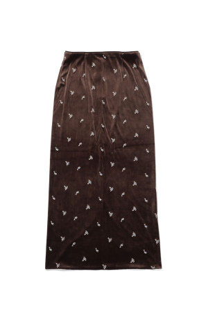 Petit Flower Velour Skirt - CHOCOLATE (12620807)