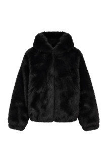 FAUX FUR ZIP HOODIE - BLACK (BR26AW-O0007)