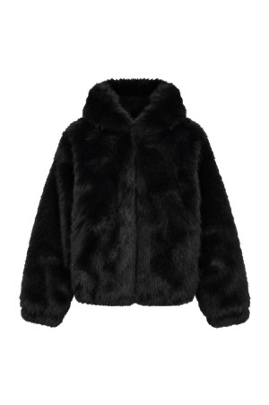 FAUX FUR ZIP HOODIE - BLACK (BR26AW-O0007)