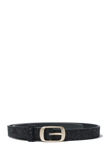 Dress Leather Belt - Shaggy Black (DIMED1FA2657BLK)