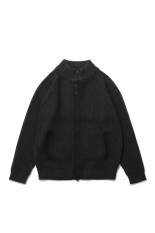 BUTTON KNIT ZIP-UP -  BLACK  (SG26FWOTZK001)