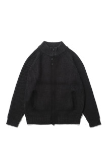 BUTTON KNIT ZIP-UP -  BLACK  (SG26FWOTZK001)