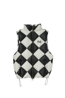 CHECKMATE PUFFER VEST - BLACK / IVORY (TC26PD0201)