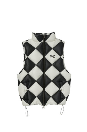 CHECKMATE PUFFER VEST - BLACK / IVORY (TC26PD0201)