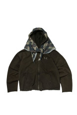 CREED SCARF HOODED ZIP-UP HOODIE - BLACK (TC26SS3301)