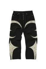 IRON STEEL FOCUS LEATHER DENIM PANTS - BLACK (TC26PT4002)