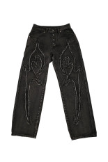 TRIBAL DENIM PANTS - BLACK (TC23PT0702)