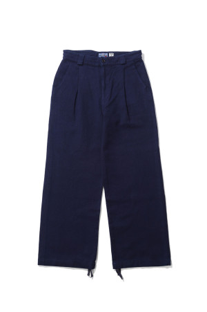 Hon-ai Double Weave Sashiko Tuck Wide Pants / INDIGO (1020598)