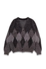 Mohair Argyle Knit Cardigan - GRT (MDFBF10602)