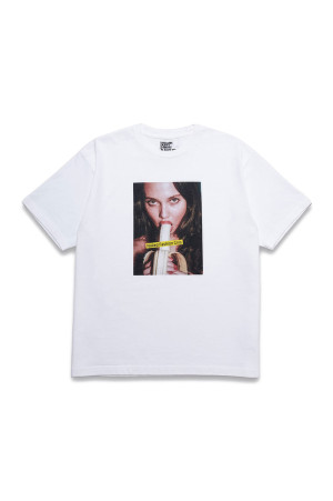 Mike Dowson Holding a Banana Girl Photo Tee by Stie-lo - WHT (STLMD002)
