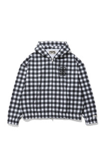 GINGHAM PRINT ZIP UP HOODIE - BLACK GINGHAM (26AMM0101)