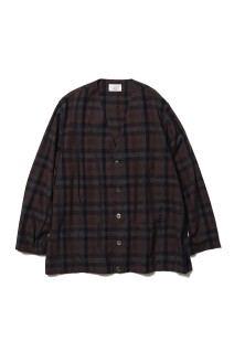 Shirts Cardigan Cotton/Rayon - Brown Plaids (U26F-11-0003)