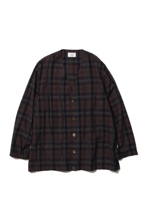 Shirts Cardigan Cotton/Rayon - Brown Plaids (U26F-11-0003)