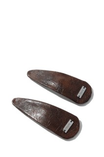Vintage Faux Leather Hair Clips(2-piece)-BROWN(hp03826)