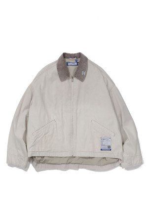 COTTON HERRINGBONE SUNFADED JACKET-IVORY(I17BL051)