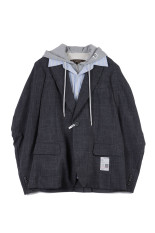 THREE LAYERED HOUNDSTOOTH JACKET - GRAY (K17JK321)