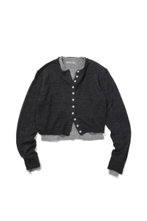 Layered Crewneck Cardigan -CHARCOAL GRAY (62620531)